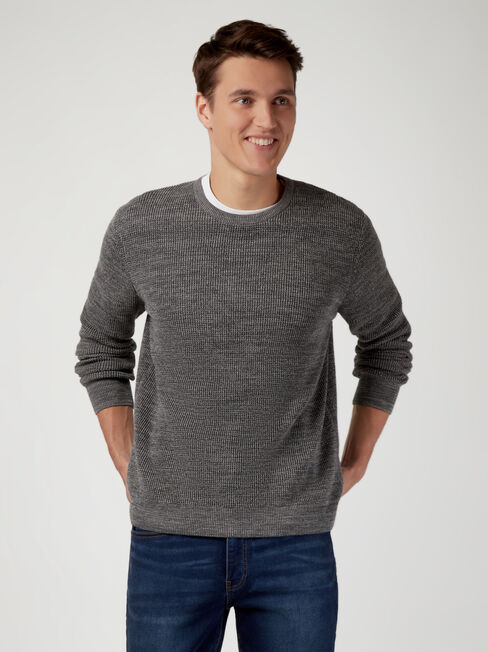 Spencer Textured Crew Knit, Grey, hi-res