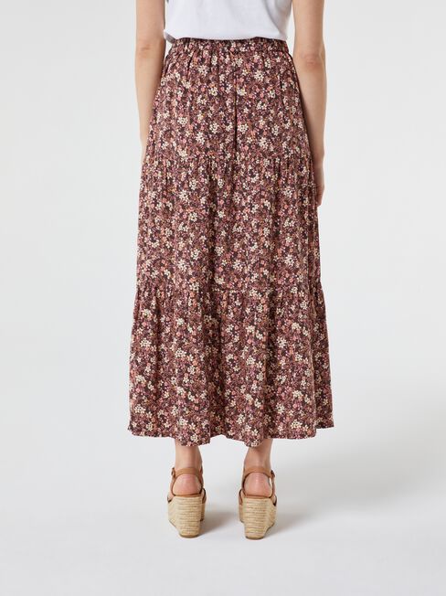 Birdie Tiered Maxi Skirt, Floral, hi-res