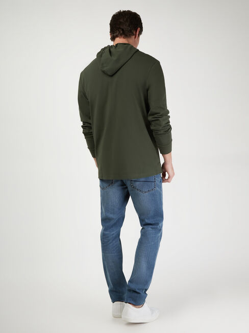 LS Mason Hooded Henley Top, Green, hi-res