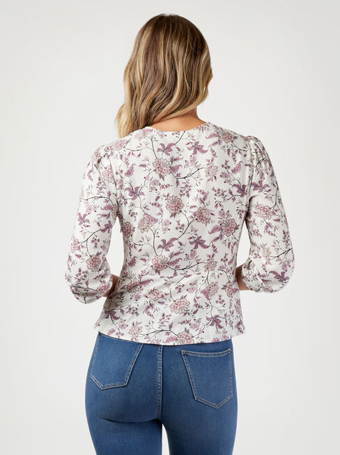 Terryn Twist Front Blouse, Purple, hi-res