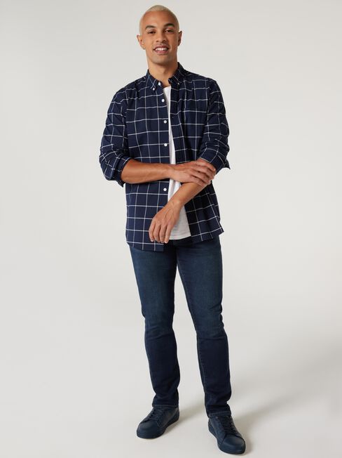 LS Harrison Oxford Check Shirt, Blue, hi-res