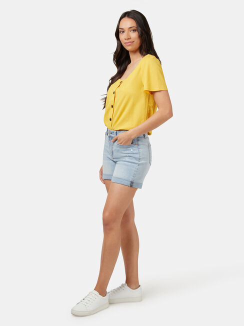 Marie Sweetheart Neck Top, Yellow, hi-res