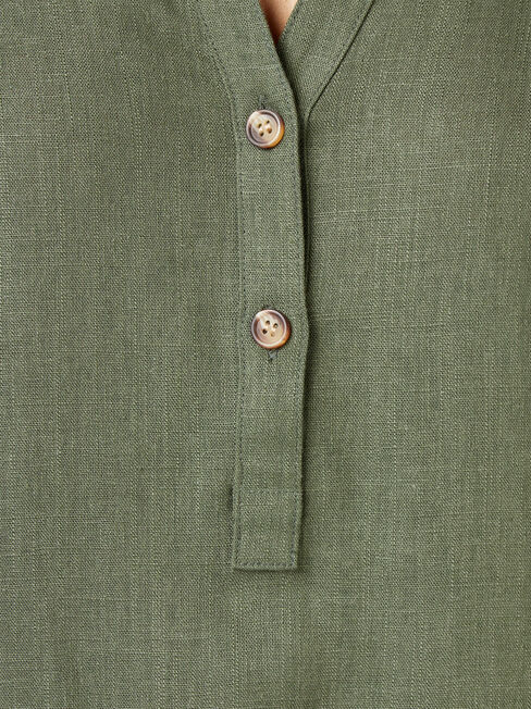 Everly Linen Shirt, Green, hi-res