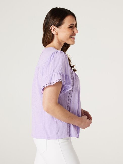 Laguna Lace Ruffle Top, lavender, hi-res