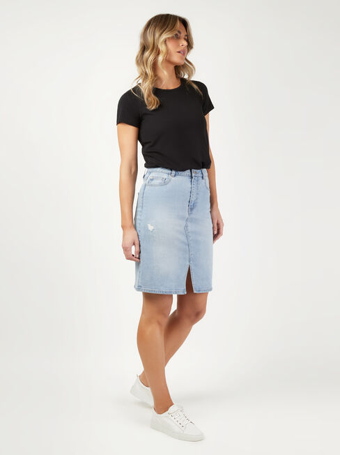 Riley Denim Skirt, Light Indigo, hi-res