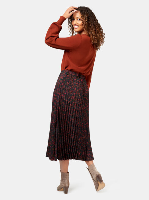Heidi Pleat Skirt, Black, hi-res