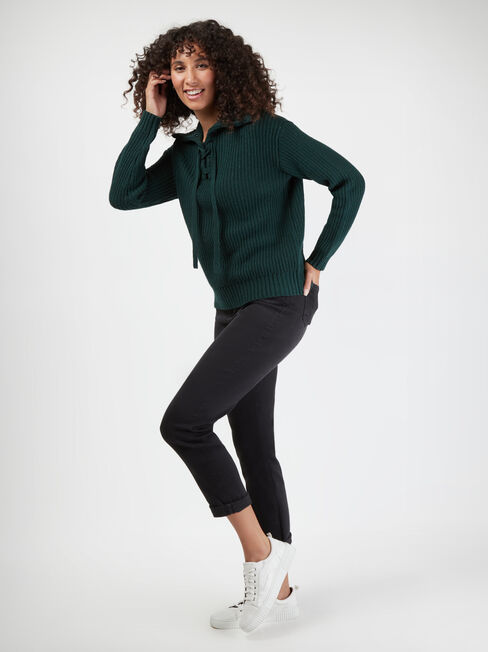 Remi Tie Front Knit, Green, hi-res