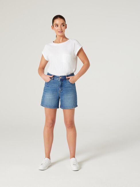 Rhia High Waisted Denim Short, Mid Vintage, hi-res