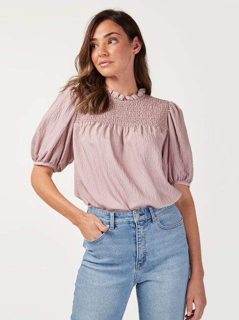 Francesca Puff Sleeve Top, Purple, hi-res