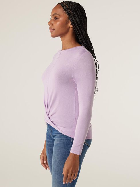 Hazel Soft Touch Twist Front Pullover, Lilac Marle, hi-res