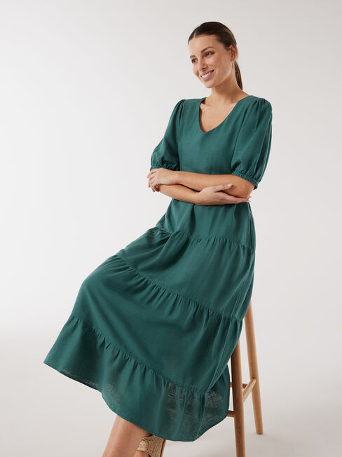 Sonny V-Neck Dress, Green, hi-res