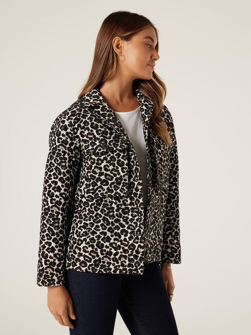 Shae Animal Print Shacket, Camel Leopard, hi-res