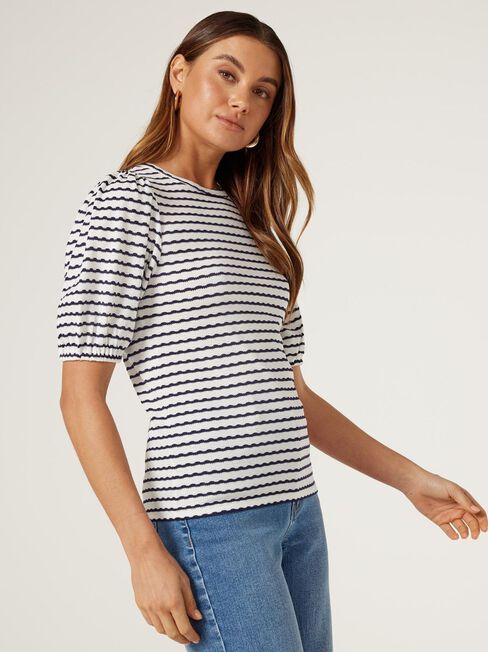 Chrishell Textured Tee, Stripe, hi-res