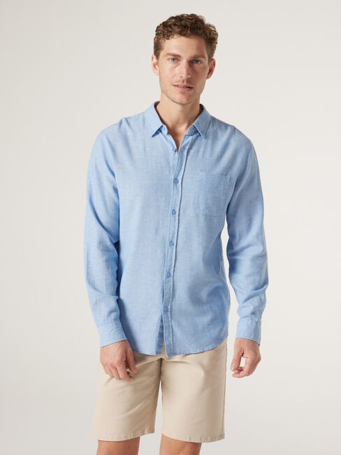 Brody Textured Long Sleeve Shirt, Blue, hi-res