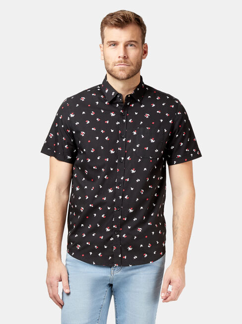 Kurt Short Sleeve Print Shirt, Black, hi-res