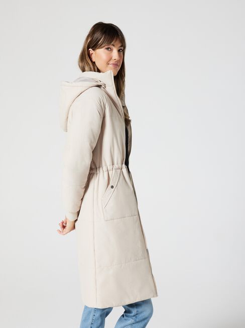 Anne Longline Drawcord Puffer Jacket, Latte, hi-res