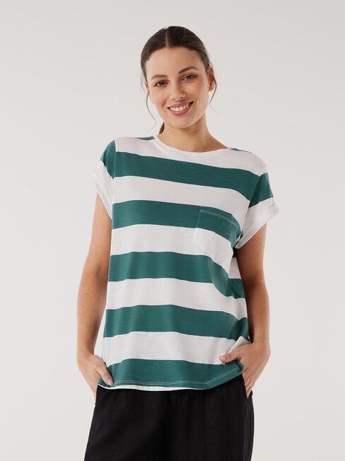 Essential Slub Pocket Tee, Stripe, hi-res