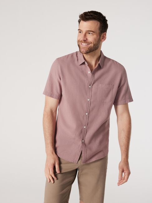 Wolf Textured Short Sleeve Shirt, Purple, hi-res