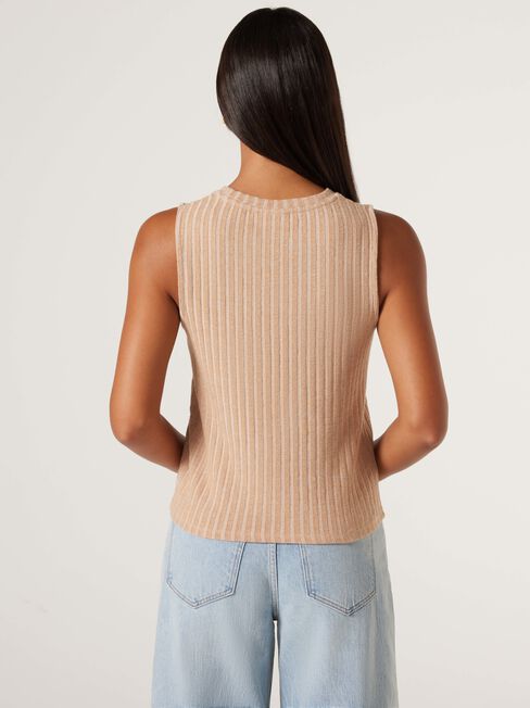 Sara Cozy Rib Tank, Caramel, hi-res