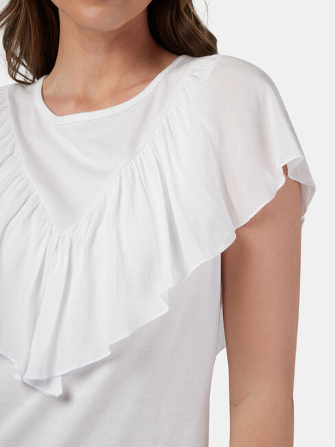 Fleur Frill Top, White, hi-res