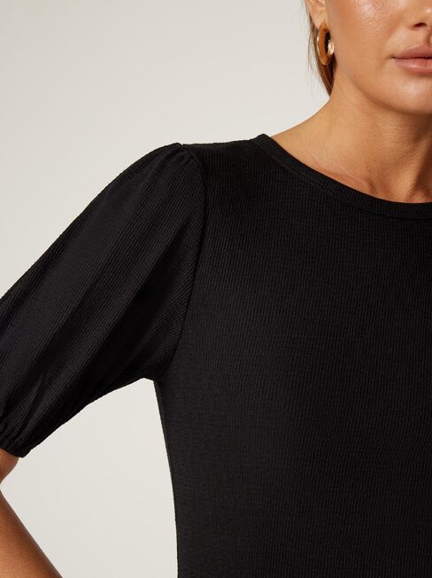 Chrishell Textured Tee, Black, hi-res