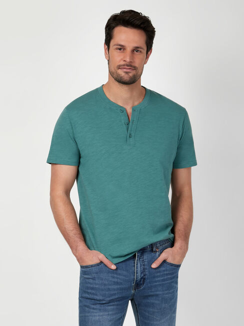 SS Finn Henley Tee, Green, hi-res