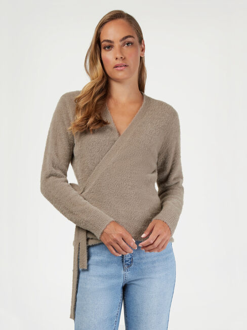 Ruby Wrap Knit, Brown, hi-res