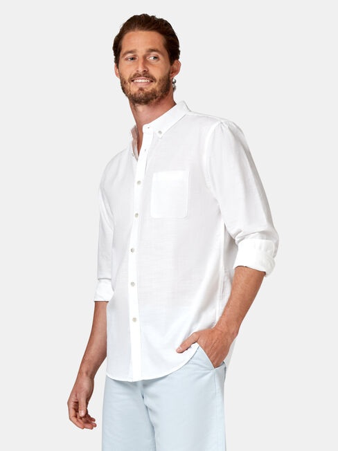 Bennett Long Sleeve Textured Shirt, White, hi-res