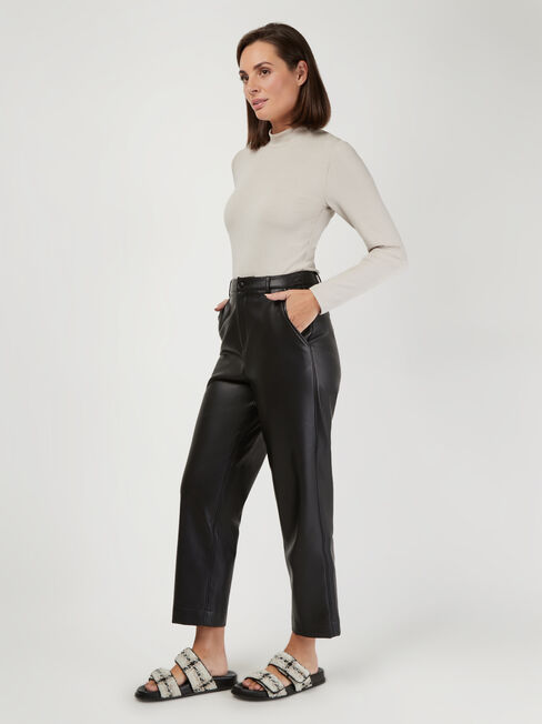 River Straight Faux Leather Pant, Black, hi-res