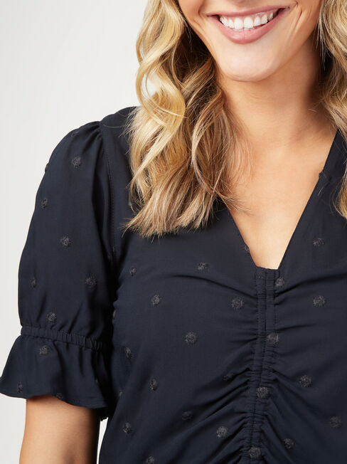 Chloe Embroidered Spot Top, Blue, hi-res