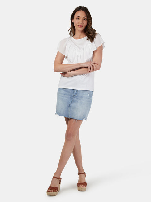 Fleur Frill Top, White, hi-res