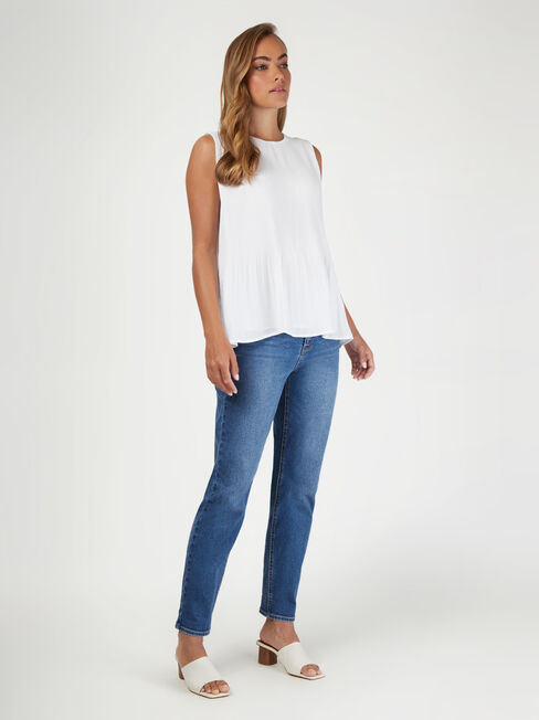 Sadie Pleated Tank, White, hi-res