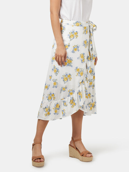 Chloe Midi Wrap Skirt, Yellow, hi-res