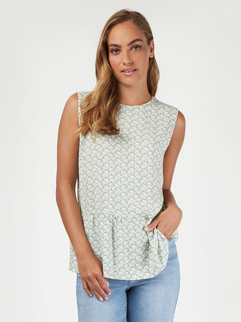 Anna Peplum Top, Green, hi-res