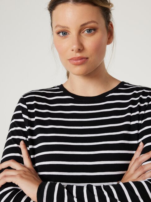 Essential Long Sleeve Crew Neck, Black, hi-res