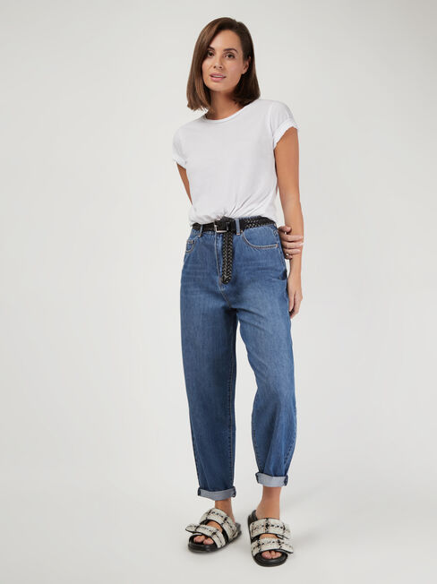 Penny Relaxed Straight Jeans, Mid Indigo, hi-res