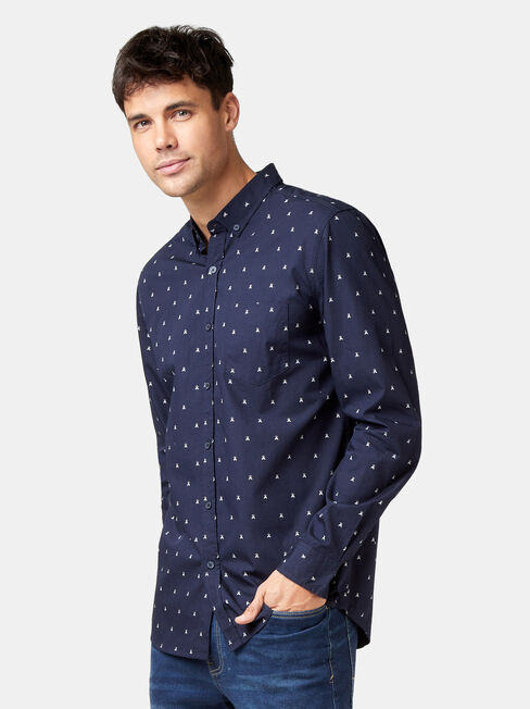 Jensen Long Sleeve Print Shirt, Blue, hi-res