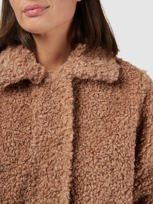 Beatrix Faux Shearling Jacket, Brown, hi-res