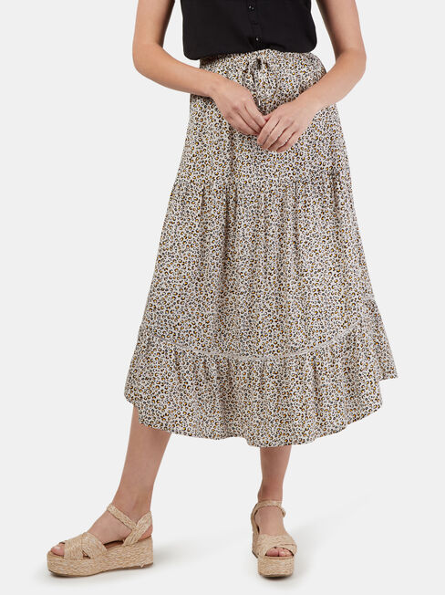 Ellen Tiered Skirt, Print, hi-res