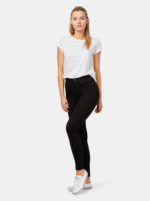 Adelaide Stripe Tee, Black, hi-res