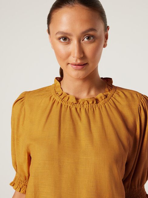 Sasha Short Sleeve Top, Spicy Mustard, hi-res