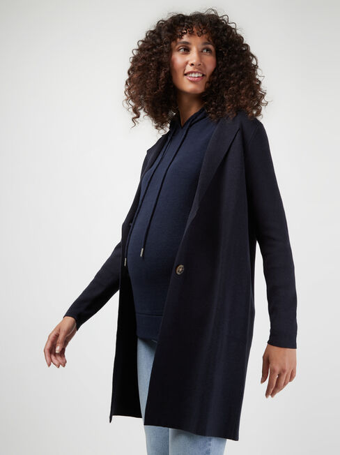 Carrie Side Zip Maternity Hoodie, Blue, hi-res