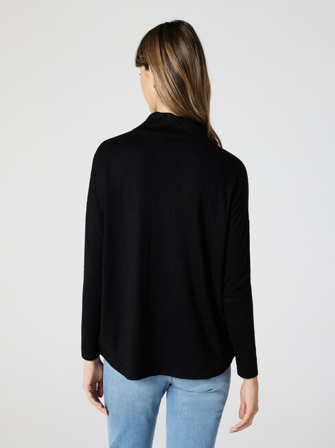 Amy Soft Touch Roll Neck, Black, hi-res