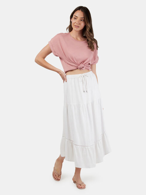 Ellen Tiered Skirt, White, hi-res