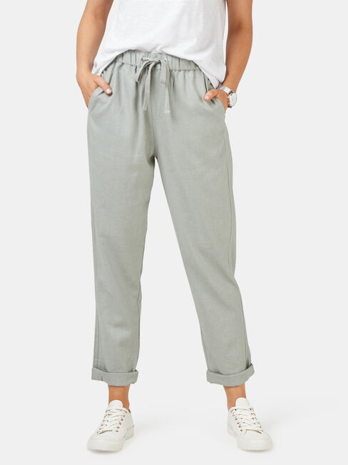 Linen Blend Pant, Green, hi-res