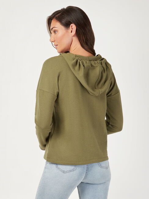 Emilia Hooded Sweat, Green, hi-res