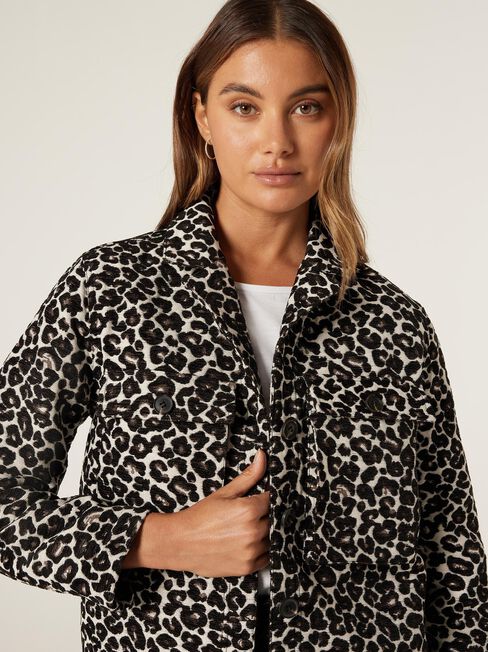 Shae Animal Print Shacket, Camel Leopard, hi-res