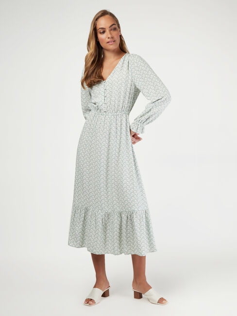 Scarlett Midi Dress, Green, hi-res
