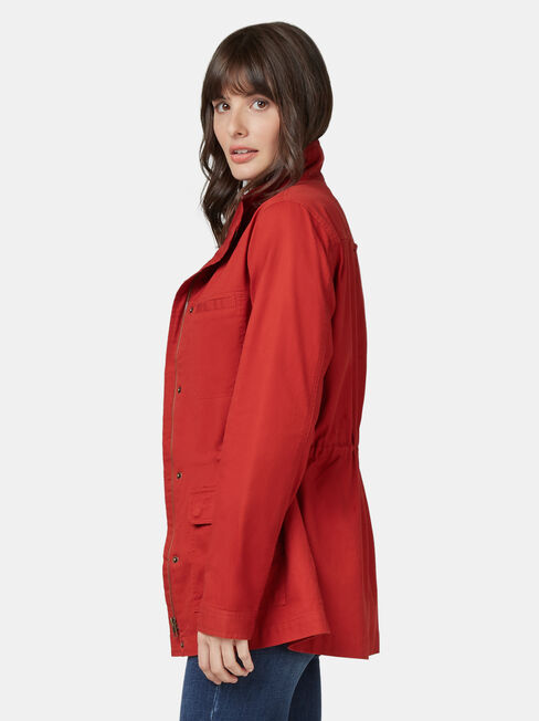 Connie Cotton Casual Jkt, Red, hi-res