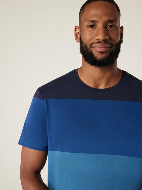 SS Logan Stripe Crew Tee, Blue Multi, hi-res